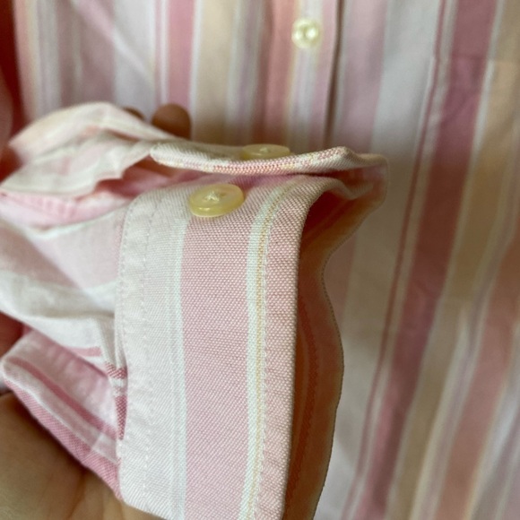 L.L. Bean vintage coastal grandma striped pink button down top - Picture 7 of 8